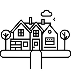 home outline, line art house, line art print, HOUSE clipart, cute house svg, lake house svg, Line Art, house, home, icon, building, estate, symbol, construction, architecture, vector, real, roof, wind