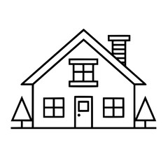 home outline, line art house, line art print, HOUSE clipart, cute house svg, lake house svg, Line Art, house, home, icon, building, estate, symbol, construction, architecture, vector, real, roof, wind