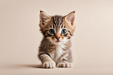 a playful kitten peeking from one side of the image, set against a simple, light-colored background, creating ample space for text