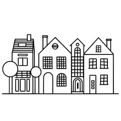 Obraz premium home outline, line art house, line art print, HOUSE clipart, cute house svg, lake house svg, Line Art, house, home, icon, building, estate, symbol, construction, architecture, vector, real, roof, wind