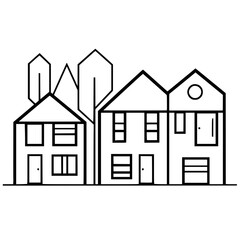 home outline, line art house, line art print, HOUSE clipart, cute house svg, lake house svg, Line Art, house, home, icon, building, estate, symbol, construction, architecture, vector, real, roof, wind