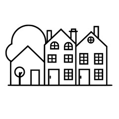home outline, line art house, line art print, HOUSE clipart, cute house svg, lake house svg, Line Art, house, home, icon, building, estate, symbol, construction, architecture, vector, real, roof, wind