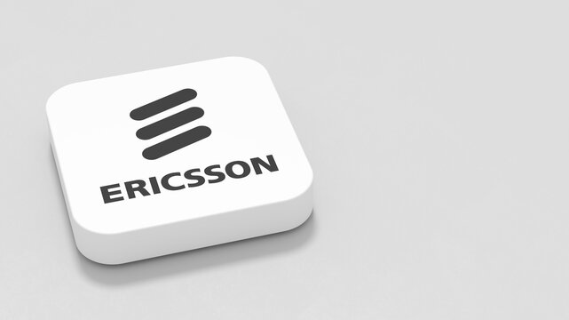 Ericsson App Icon on Gray Background with Copy Space