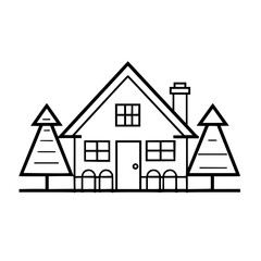 home outline, line art house, line art print, house clipart, cute house svg, lake house svg, line art, house, home, icon, building, estate, symbol, construction, architecture, vector, real, roof, wind
