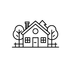 home outline, line art house, line art print, house clipart, cute house svg, lake house svg, line art, house, home, icon, building, estate, symbol, construction, architecture, vector, real, roof, wind