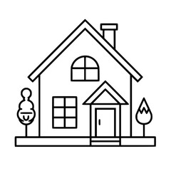home outline, line art house, line art print, house clipart, cute house svg, lake house svg, line art, house, home, icon, building, estate, symbol, construction, architecture, vector, real, roof, wind