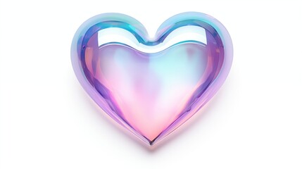 A Shiny Gradients Heart with Iridescent Colors and Reflective Surface