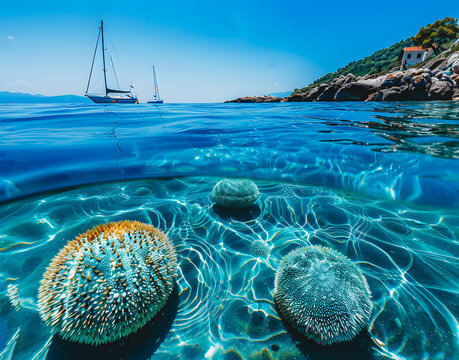 Fond marin tropical avec oursins