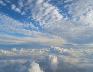 Fototapeta premium Peaceful blue sky with light clouds