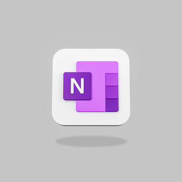 Microsoft OneNote App Icon on Flat Gray Background