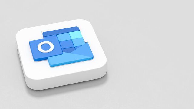 Microsoft Outlook App Icon on Gray Background with Copy Space