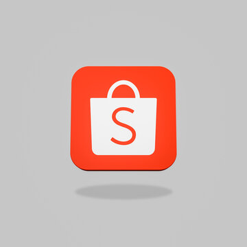 Shopee App Icon on Flat Gray Background