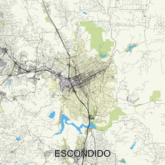 Escondido, California, USA map poster art