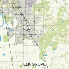 Elk Grove, California, USA map poster art
