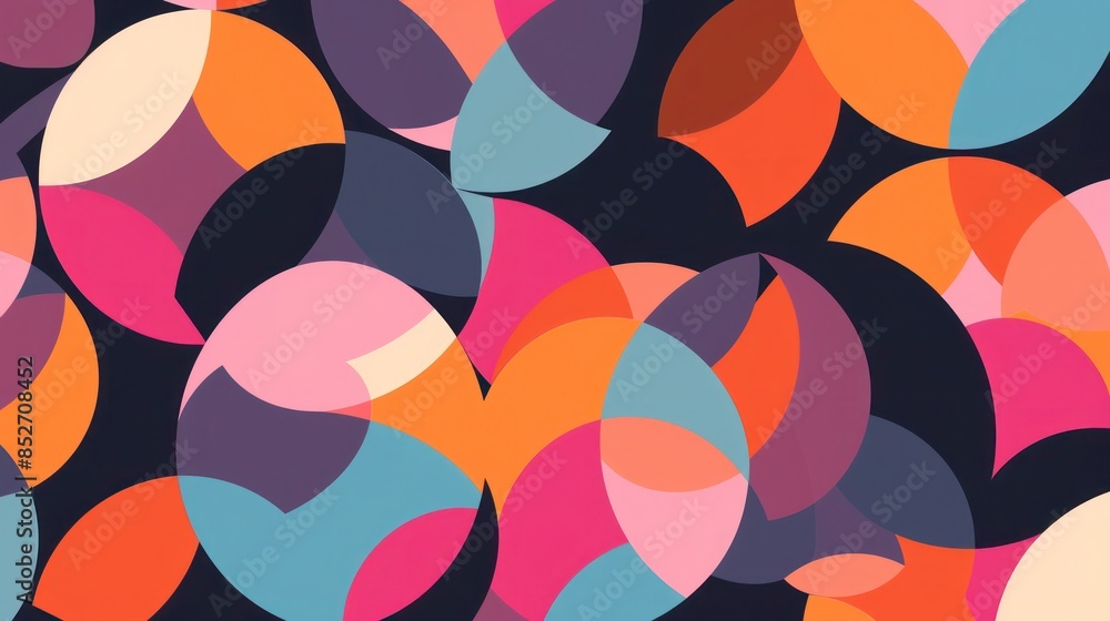 Poster retro-inspired overlapping circles in a colorful palette