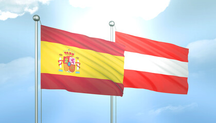 Spain and Austria Flag Together A Concept of Relations