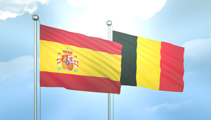 Spain and Belgium Flag Together A Concept of Relations