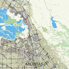 Milpitas, California, USA map poster art