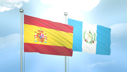 Spain and Guatemala Flag Together A Concept of Relations