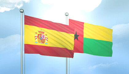 Spain and Guinea Bissau Flag Together A Concept of Relations