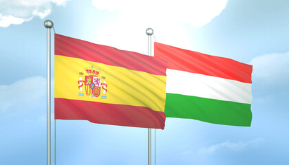 Spain and Hungary Flag Together A Concept of Relations