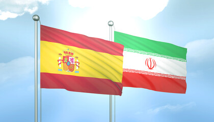 Spain and Iran Flag Together A Concept of Relations