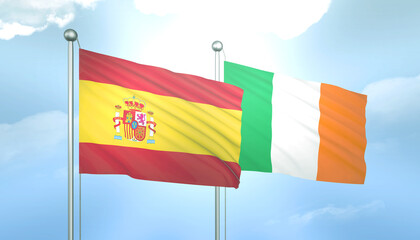 Spain and Ireland Flag Together A Concept of Relations