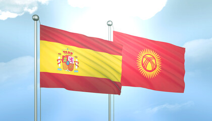 Spain and Kyrgyzstan Flag Together A Concept of Relations