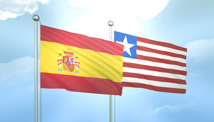 Spain and Liberia Flag Together A Concept of Relations