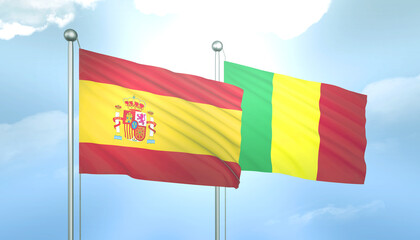 Spain and Mali Flag Together A Concept of Relations
