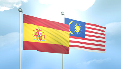 Spain and Malaysia Flag Together A Concept of Relations
