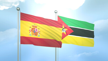 Spain and Mozambique Flag Together A Concept of Relations
