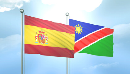 Fototapeta premium Spain and Namibia Flag Together A Concept of Relations