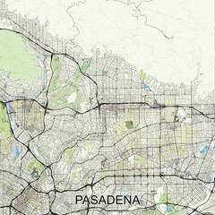 Pasadena, California, USA map poster art