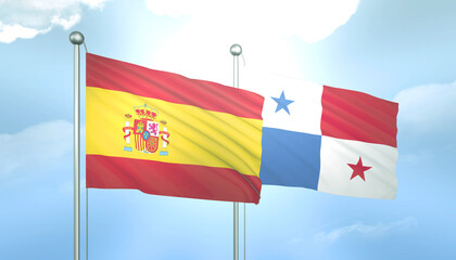 Spain and Panama Flag Together A Concept of Relations