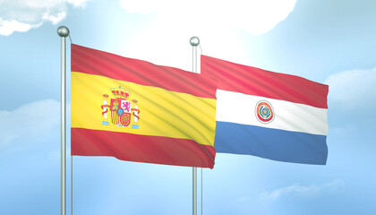 Spain and Paraguay Flag Together A Concept of Relations