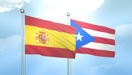 Spain and Puerto Rico Flag Together A Concept of Relations