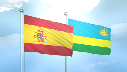 Spain and Rwanda Flag Together A Concept of Relations