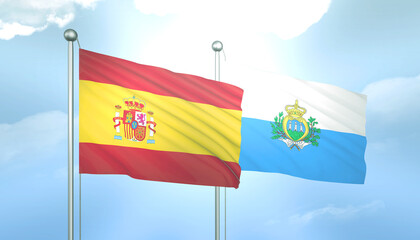 Spain and San Marino Flag Together A Concept of Relations
