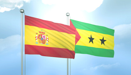 Spain and Sao Tome Flag Together A Concept of Relations