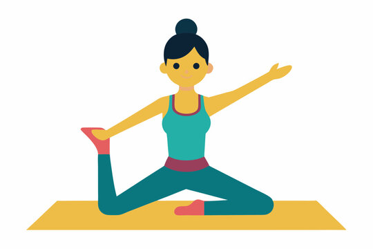 recommend clip art: Yoga instructor in a yoga pose with a yoga mat,International yoga day concept vector illustration.
