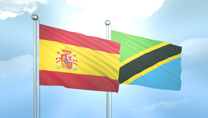Spain and Tanzania Flag Together A Concept of Relations
