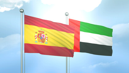 Spain and UAE Flag Together A Concept of Relations