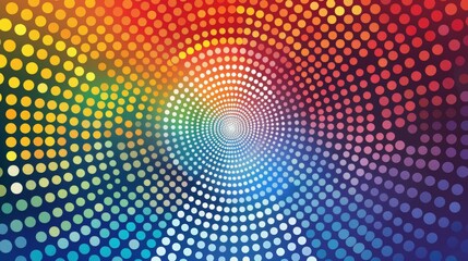 Radial colorful background with rainbow dots. Vector illustration