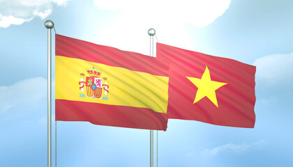 Spain and Vietnam Flag Together A Concept of Relations
