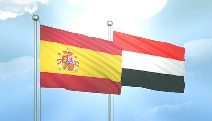 Spain and Yemen Flag Together A Concept of Relations