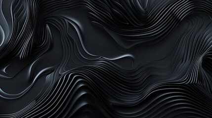 Obraz premium Abstract black waves on dark background,background,free space, Ai generator