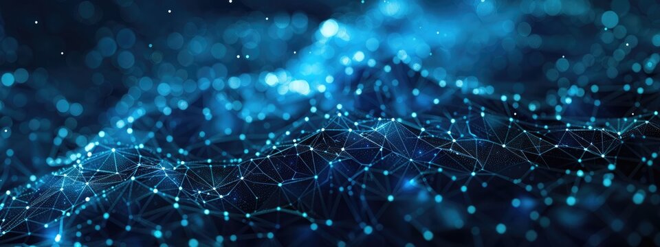 Network connection structure,Abstract blue background,free space ,generate ai. 