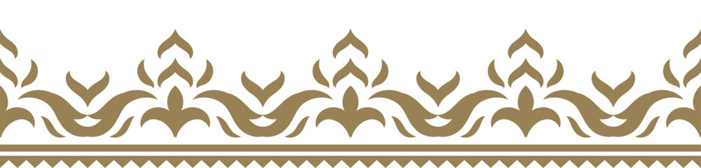 Obraz premium Ethnic border ornament. Geometric ethnic oriental seamless pattern. Gold stripe vector illustration. Native American Mexican African Indian tribal. Design border, textile, fabric, clothing, carpet.