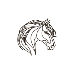 oneline art monoline vector horse head logo